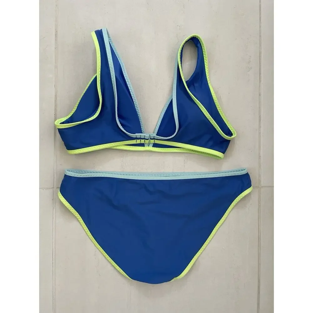 Aerie Swim Bikini Swimsuit Colorblock Plunge Beach Summer Swimwear - Picture 4 of 8